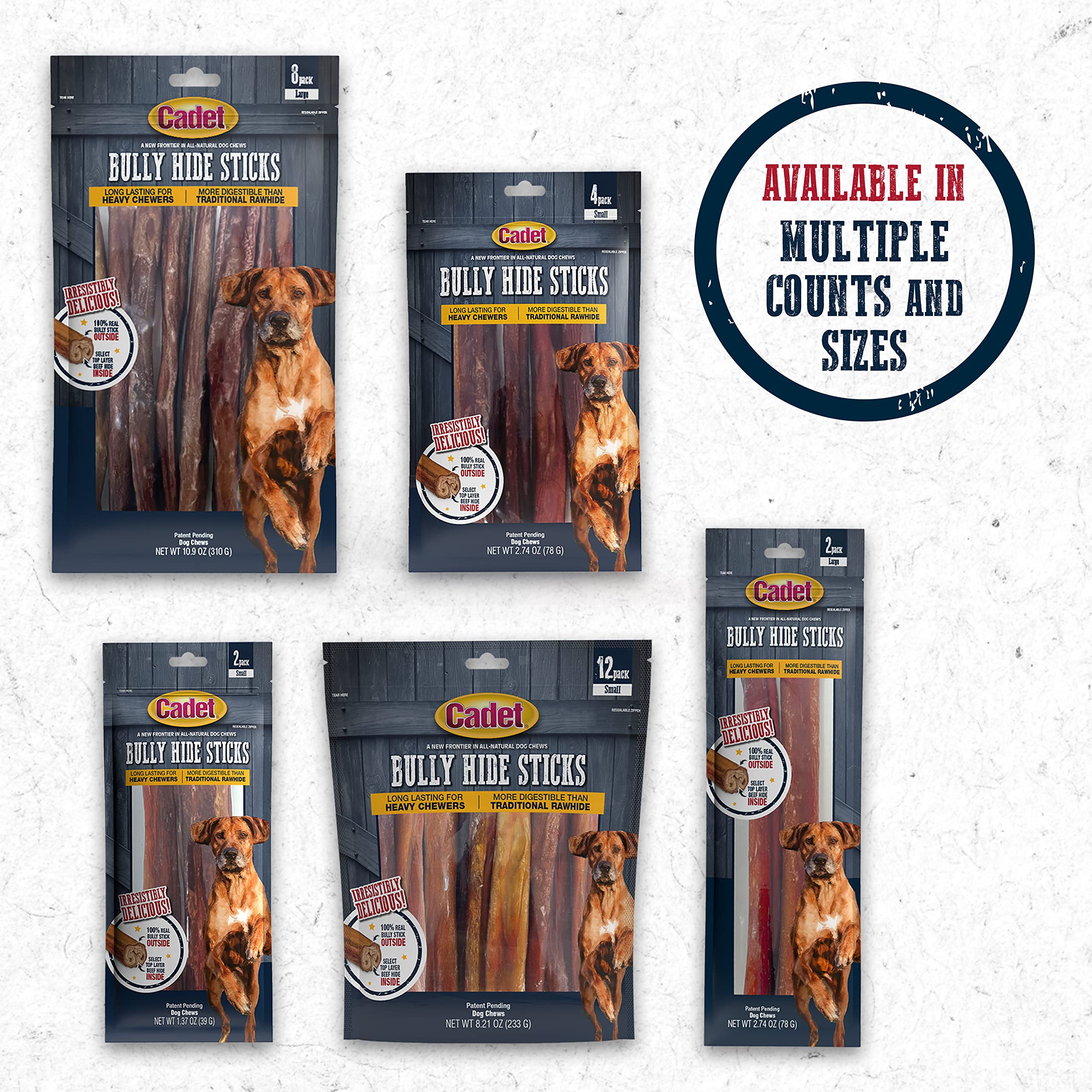 Cadet Bully Hide Sticks for Small Dogs, All-Natural Beef Pizzle, Limited-Ingredient Long-Lasting Dog Chews for Aggressive Chewers, 12 Count - Image 9