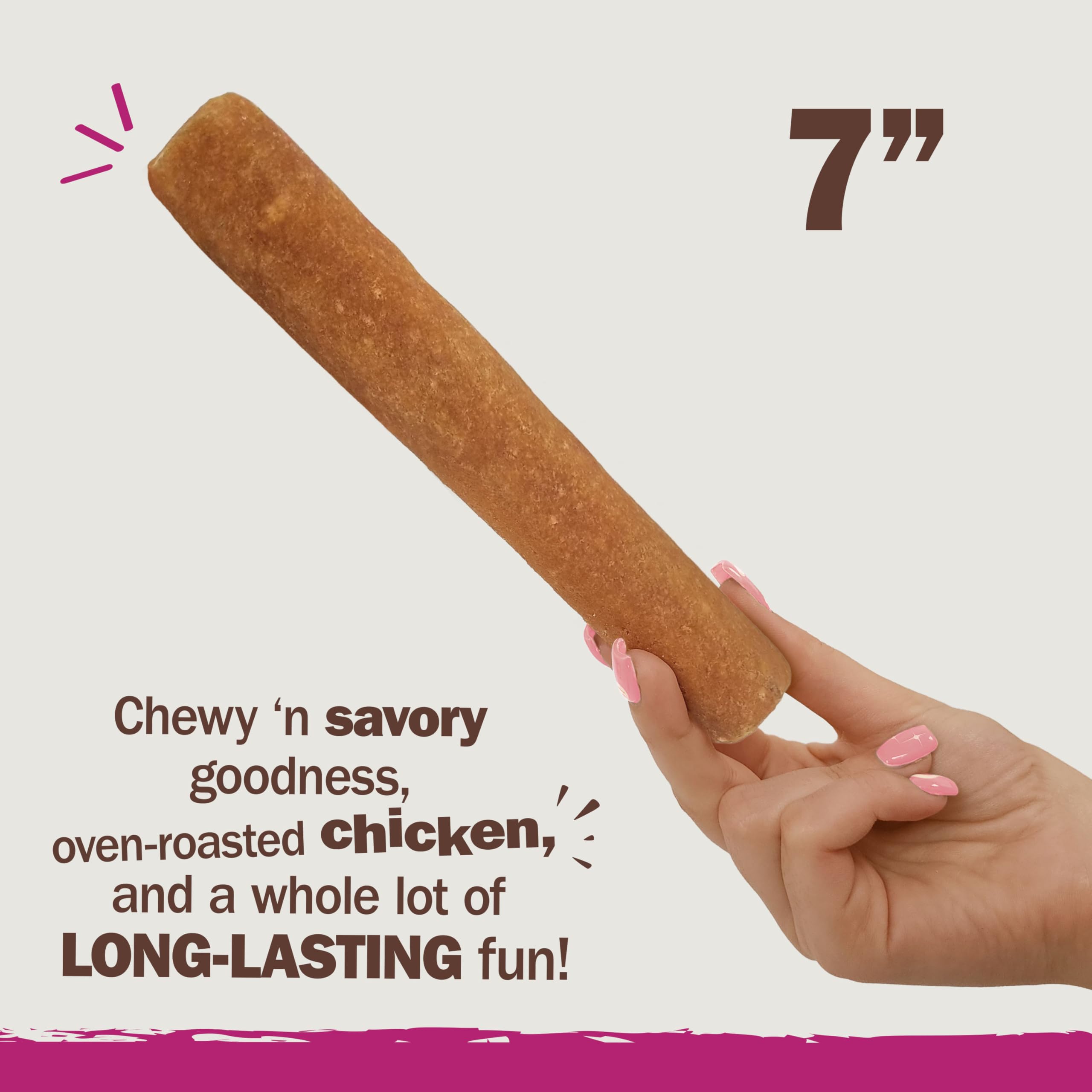 Cadet Chewalicious Chewy 'N Savory Rolls with Real Chicken, Rawhide-Free Healthy Dog Chews, Limited-Ingredient Dog Treats & Long-Lasting Chew Treats for Dogs, Chicken Flavor, 2 Pack - Image 3