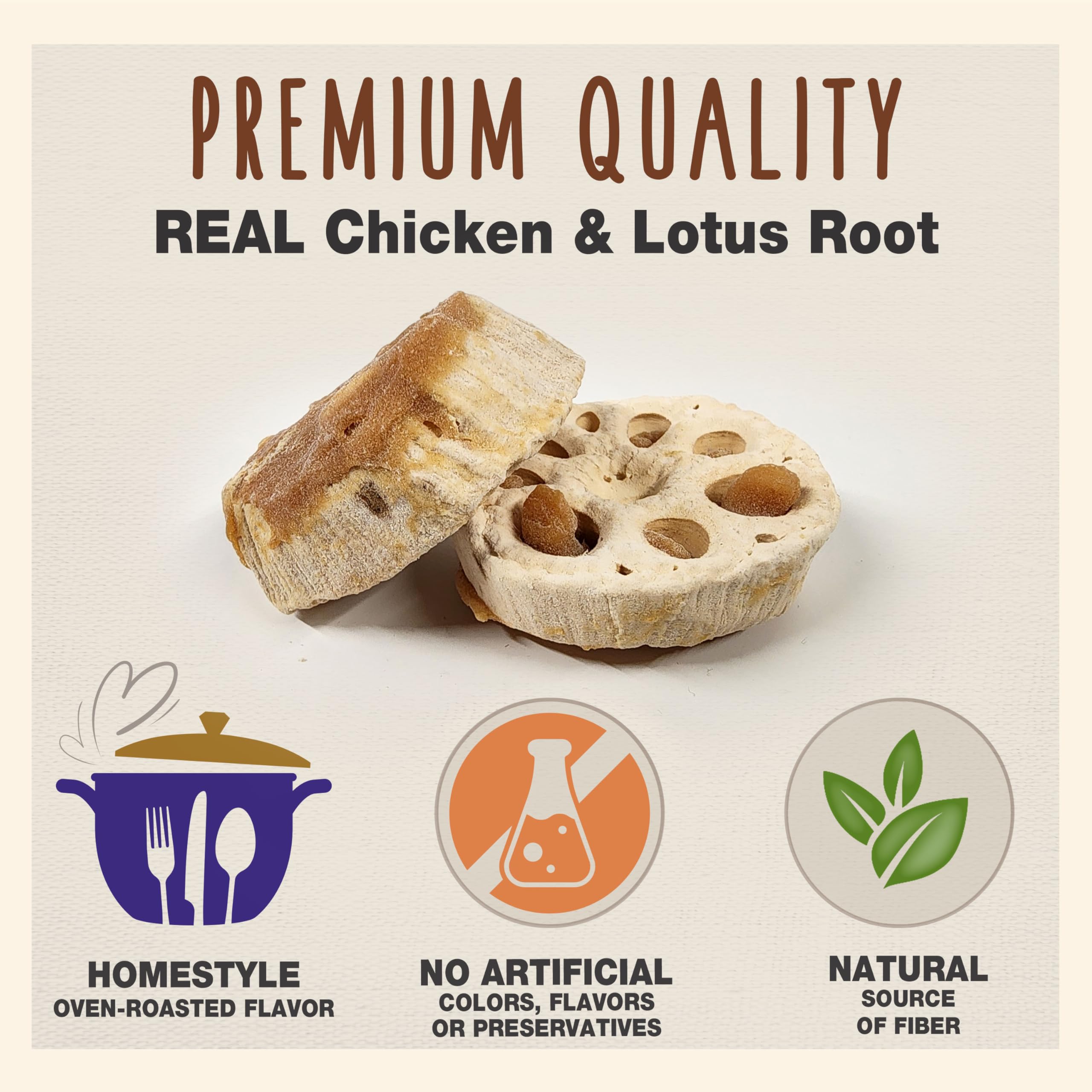 Cadet Gourmet Crunch'ems Homestyle Dog Treats, Natural Dog Chews with Real Chicken and Lotus Root, Chicken 'N Veggie Flavor, 10 Count (Pack of 1) - Image 4