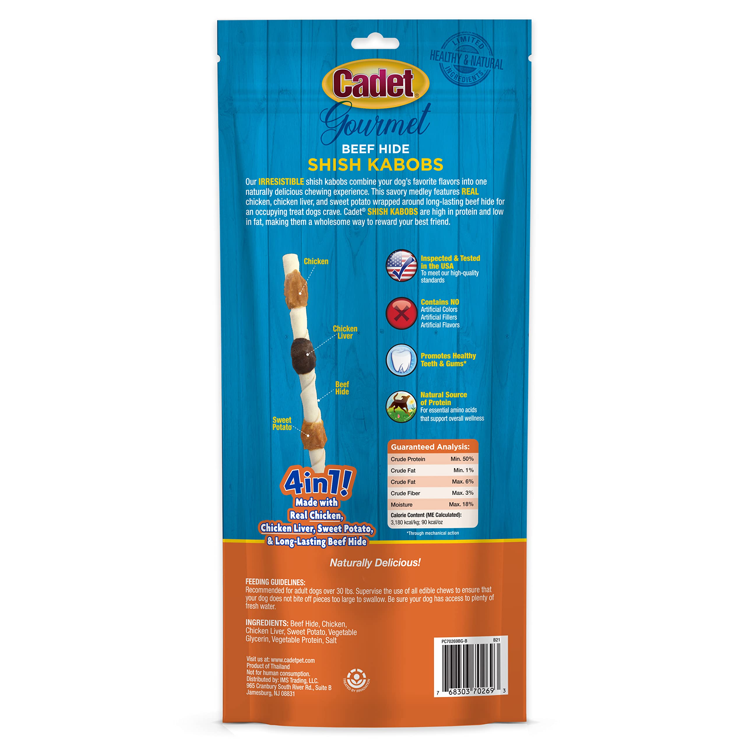 Cadet Gourmet Shish Kabob Dog Treats for Large Dogs, Healthy & Natural Chicken & Sweet Potato Chew Sticks, Beef Hide, Extra Large 10 Inch, 4 Count (Pack of 1) - Image 11