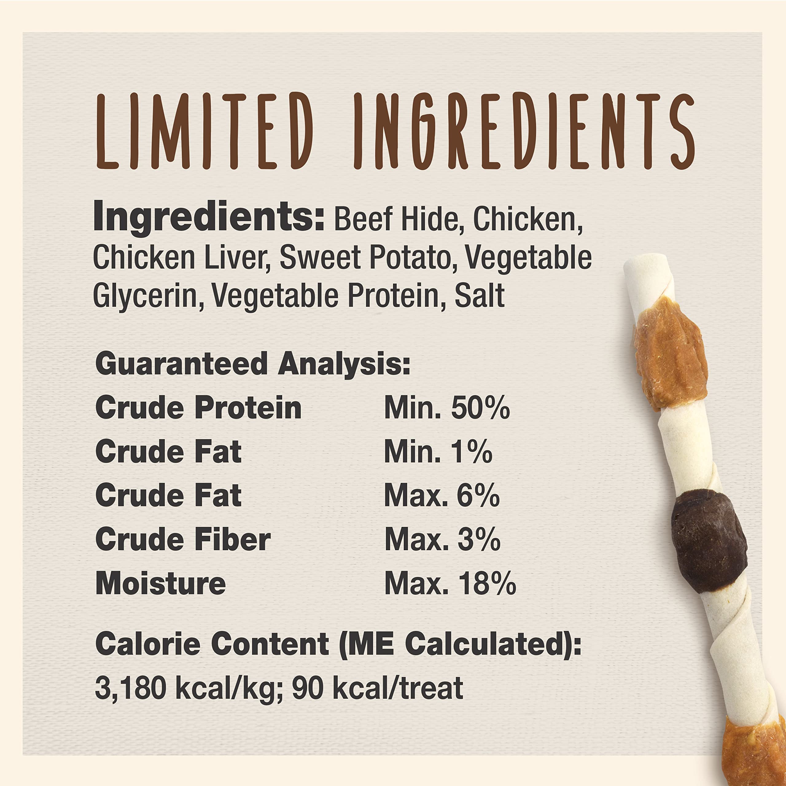 Cadet Gourmet Shish Kabob Dog Treats for Large Dogs, Healthy & Natural Chicken & Sweet Potato Chew Sticks, Beef Hide, Extra Large 10 Inch, 4 Count (Pack of 1) - Image 4