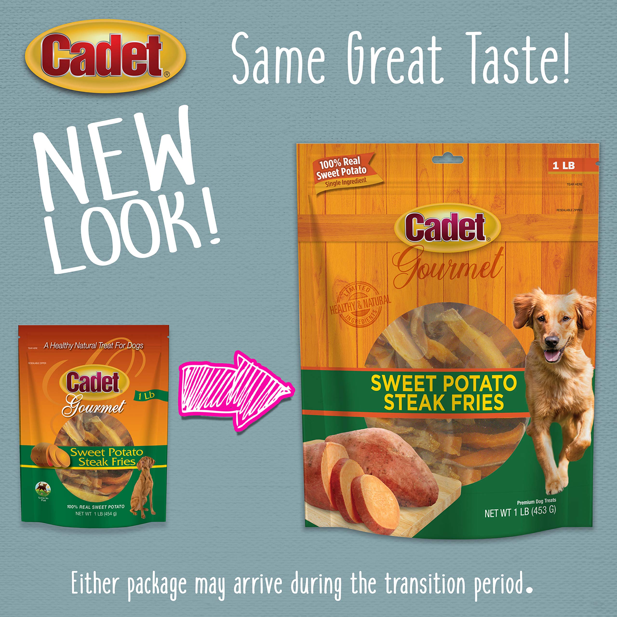 Cadet Gourmet Sweet Potato Steak Fries, Healthy Natural Chewy Dog Treats, Single-Ingredient, for Small & Large Dogs, 1 Pound - Image 7