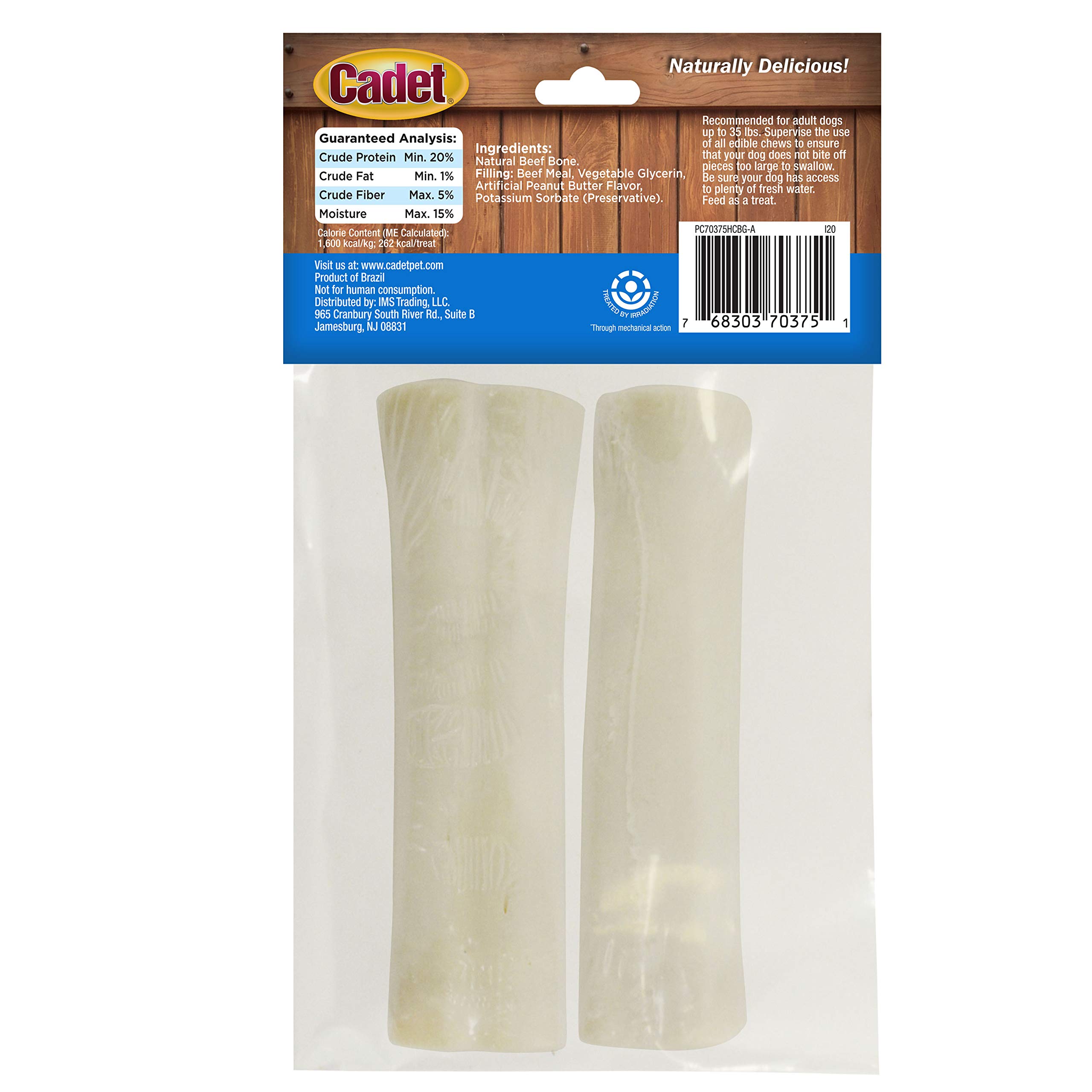 Cadet Junior Stuffed Shin Bones - Highly Digestible, High Protein, Long-Lasting Dog Chew Bone for Aggressive Chewers, Supports Dental Health, - Peanut Butter Flavor, Petite (2 Count) - Image 6
