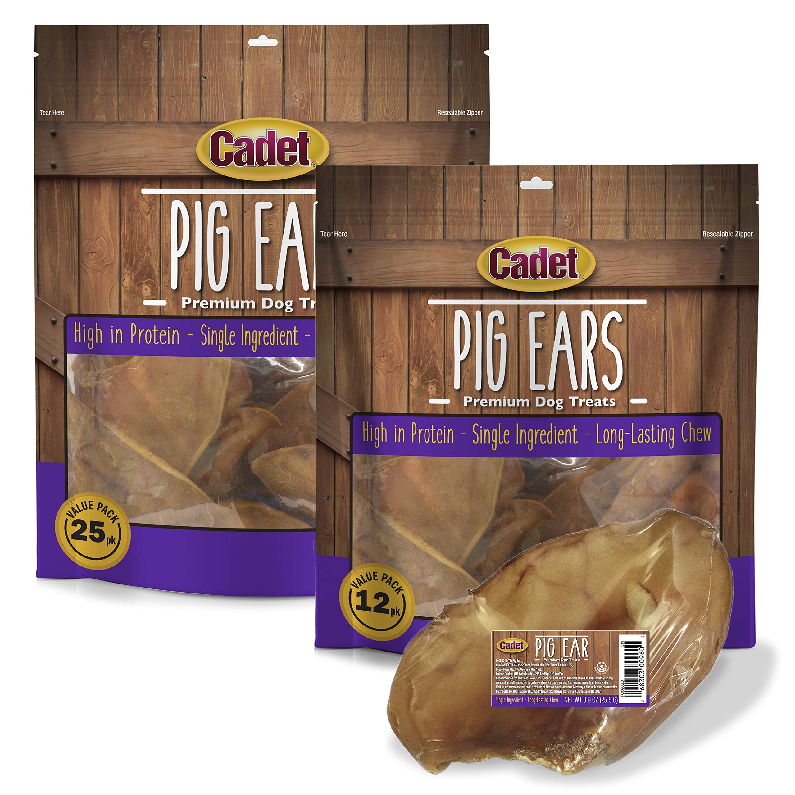 Cadet Natural Pig Ears for Dogs, Long Lasting & Natural Chew Treats for Dogs, 25 Count - Image 8