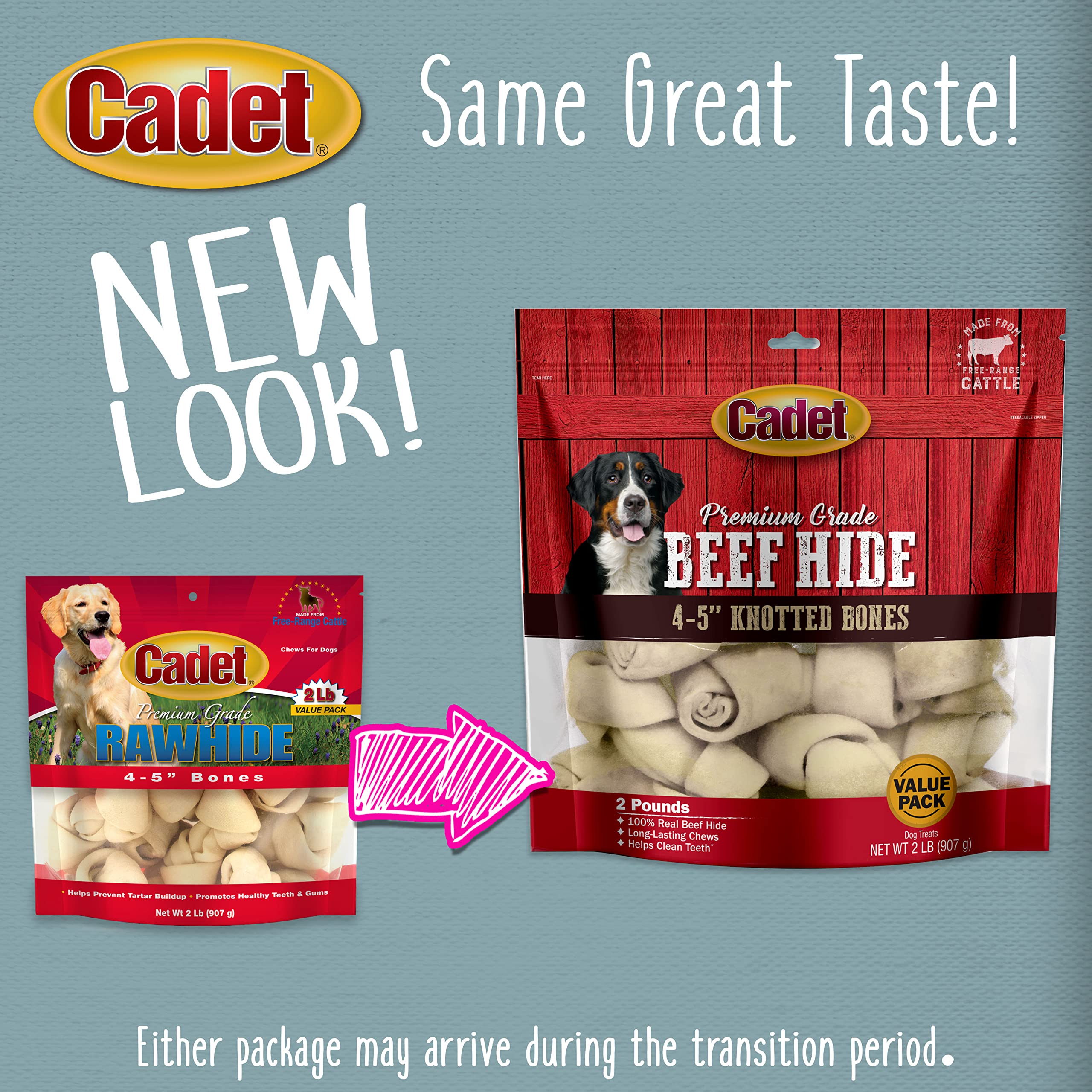 Cadet Premium Grade Beef Hide Dog Chews, 4 "- 5" Long-Lasting Knotted Rawhide Bones, Single-Ingredient, Natural Flavor, 2 Pound - Image 7