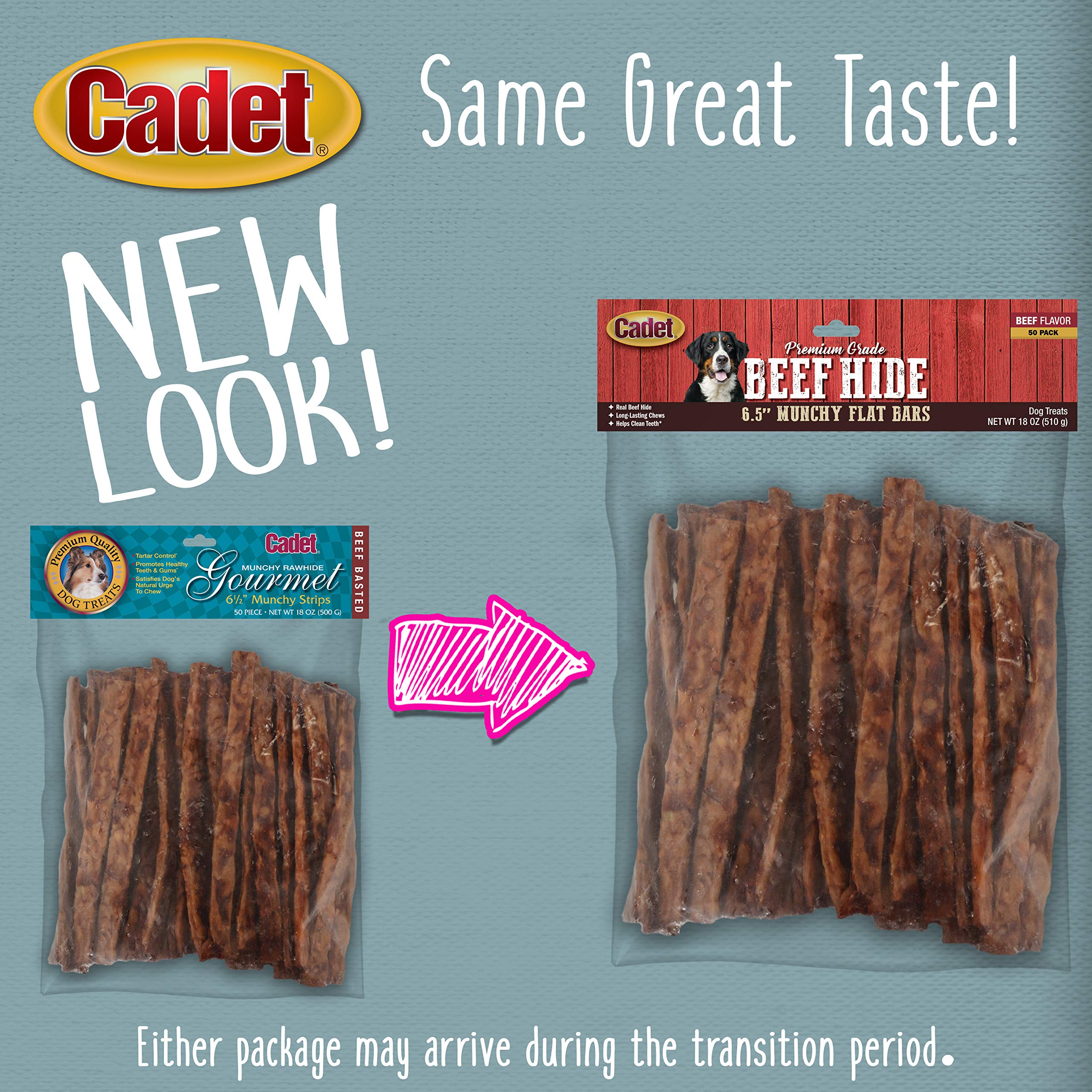 Cadet Premium Grade Beef Hide for Dogs, Long-Lasting Rawhide Munchy Flat Bars, Single-Ingredient Dog Chews, 6.5-Inch, 50 Count - Image 6