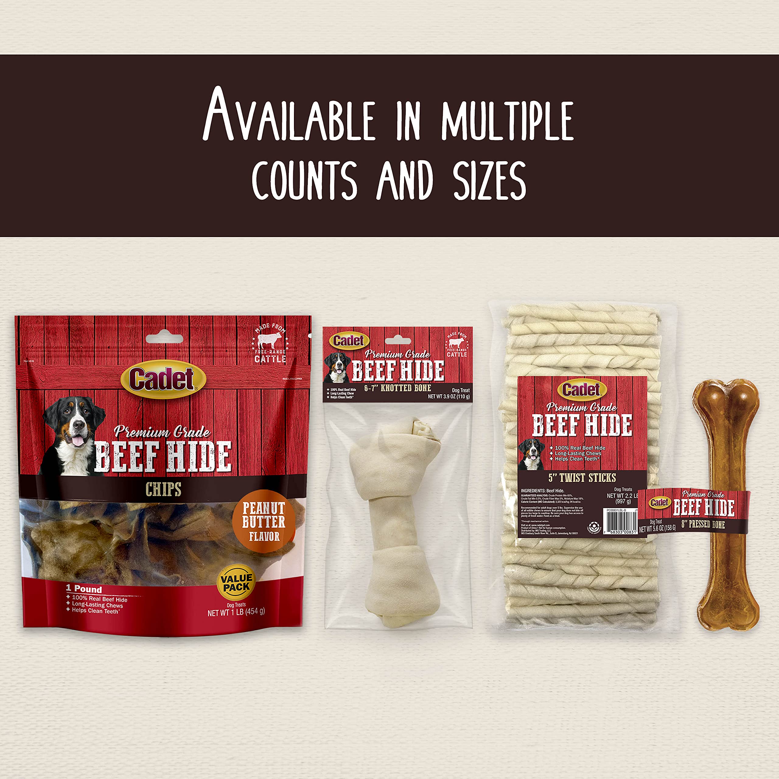Cadet Premium Grade Beef Hide, Long-Lasting Rawhide Rolls, Single-Ingredient Dog Chews for Small Breeds, 1 Pound - Image 9