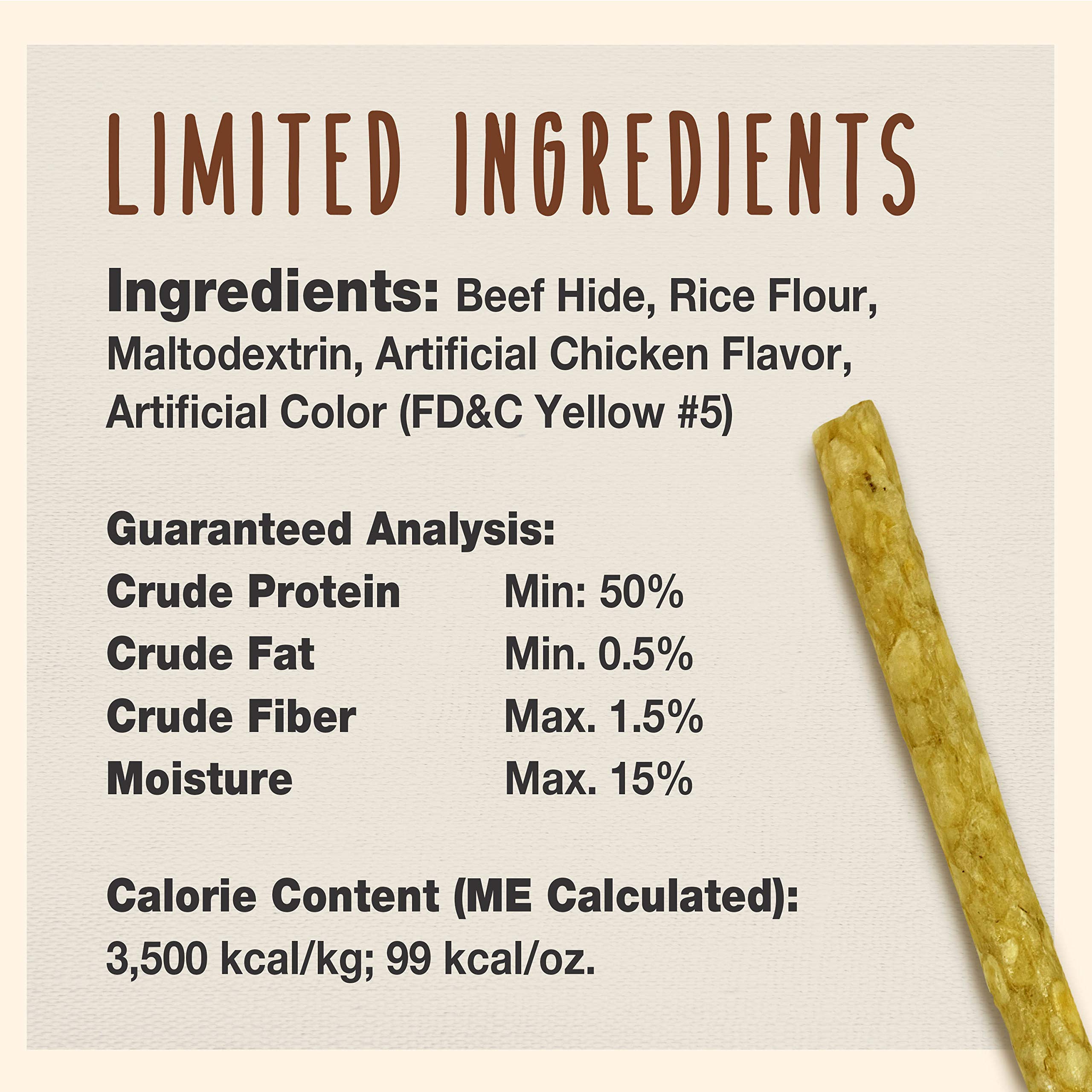 Cadet Premium Grade Rawhide for Dogs, Long-Lasting Munchy Sticks, Single-Ingredient Dog Chews, Chicken Flavor, 5-Inch, 100 Count - Image 3